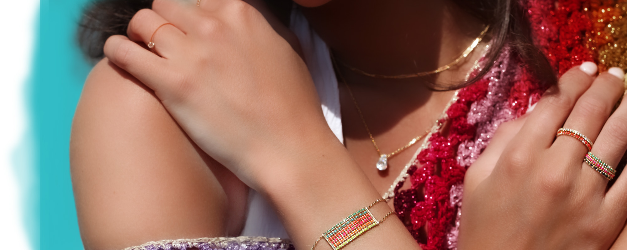 Redline Bijoux - Illusion Colored Distingué - Bracelet Fil Femme avec  0.05ct Diamant Rond en Or Blanc Serti Griffe - Redline
