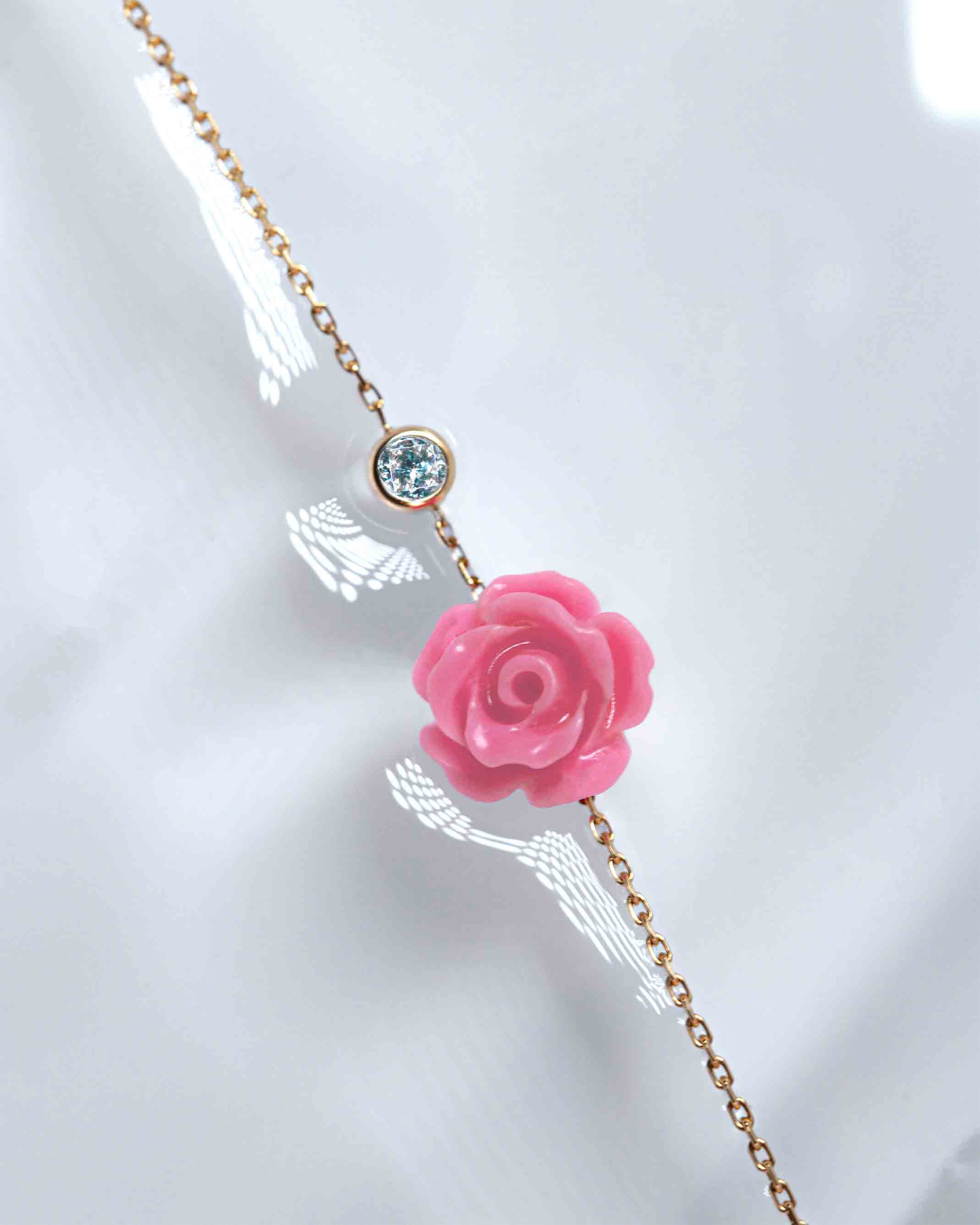 bracelet diamant et rose chaîne or jaune