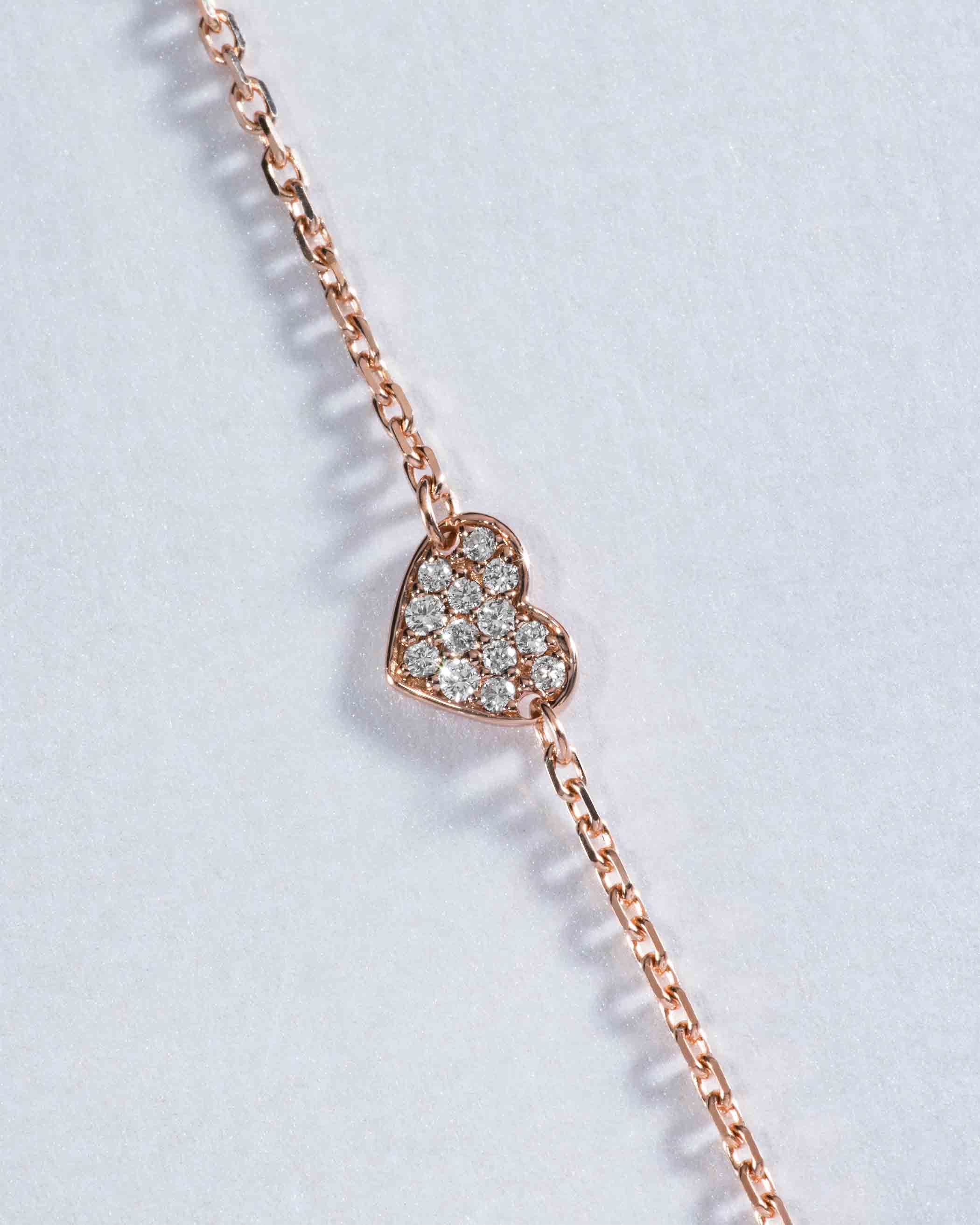 collier coeur en diamant chaîne or rose 